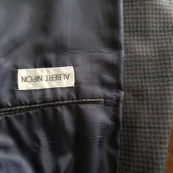 Vintage Lord & Taylor Albert Nipon Men Wool Jacket Fitted Check Blazer 42R - Picture 4 of 13